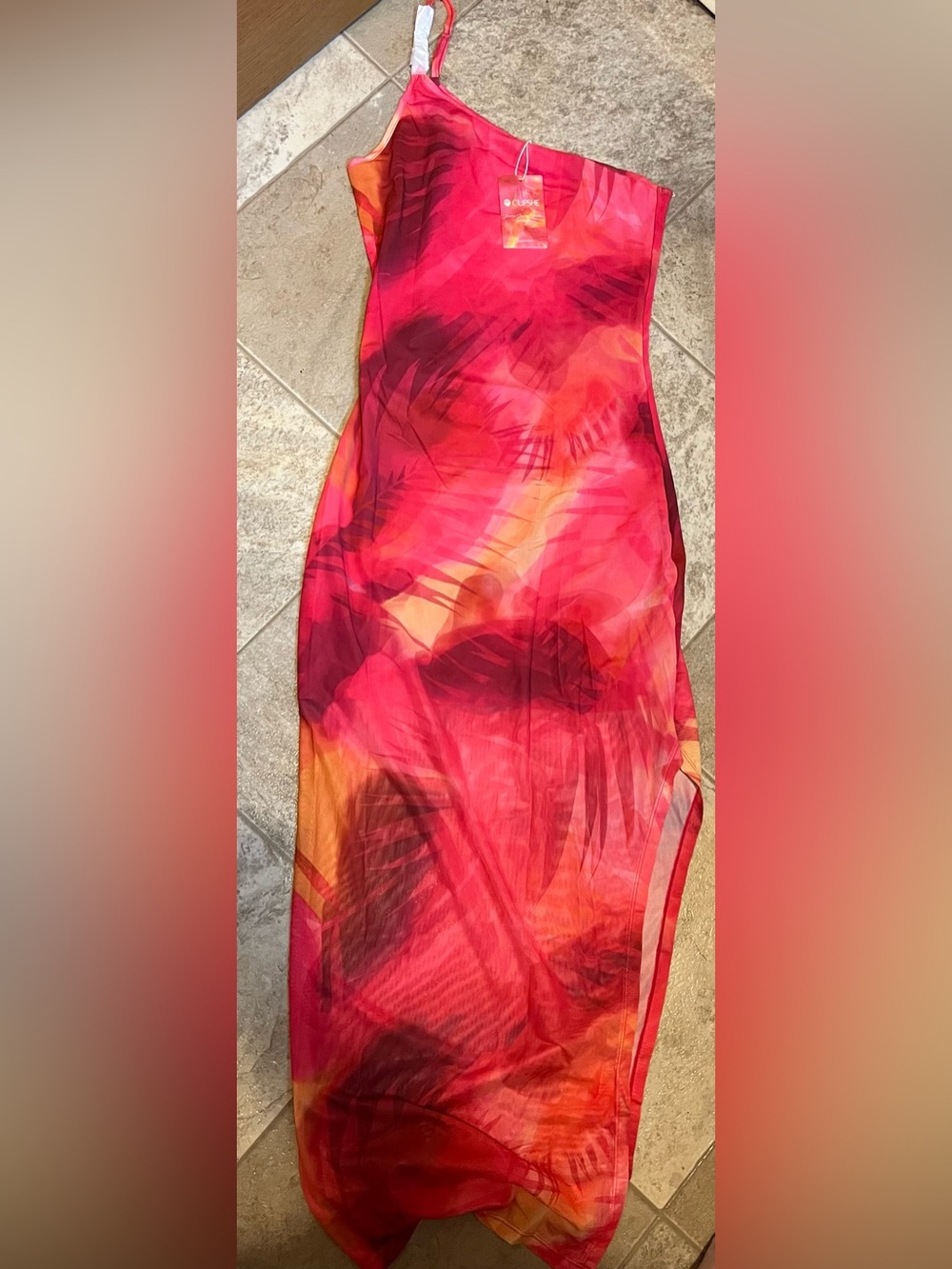 Cupshe One-Shoulder Dress in Pink and Orange Ombre